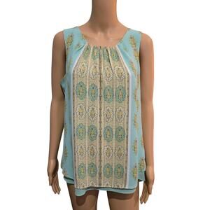 Rose + Olive Light Blue Boho tank top medium